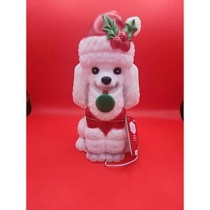 Holiday Time Poodle in Santa Hat 11" Lighted LED Tabletop Blow Mold NWT